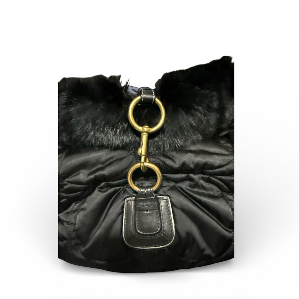 Coach Soho Black with Nylon and fur trim Great Condition - Picture 6 of 9